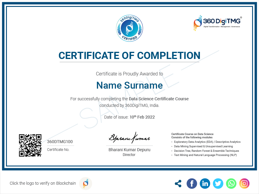 data science using python and r certification - 360digitmg