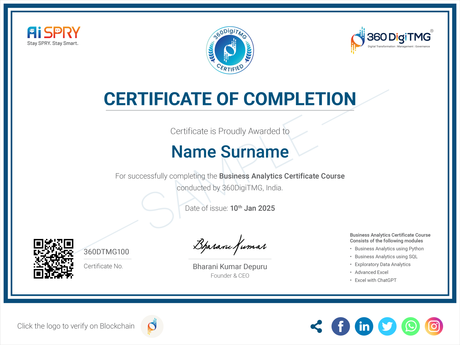 business analytics certification course 