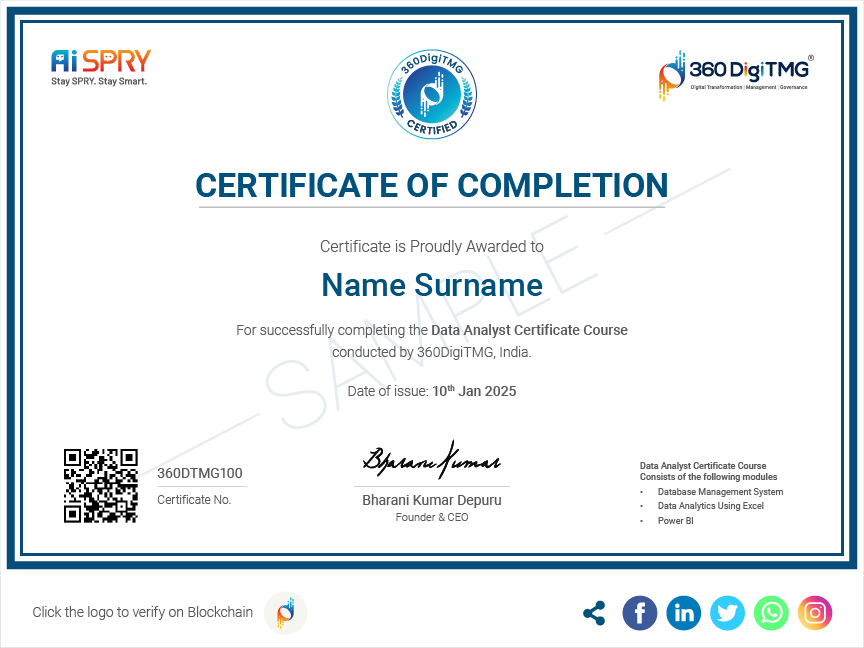 360DigiTMG data analytics certificate