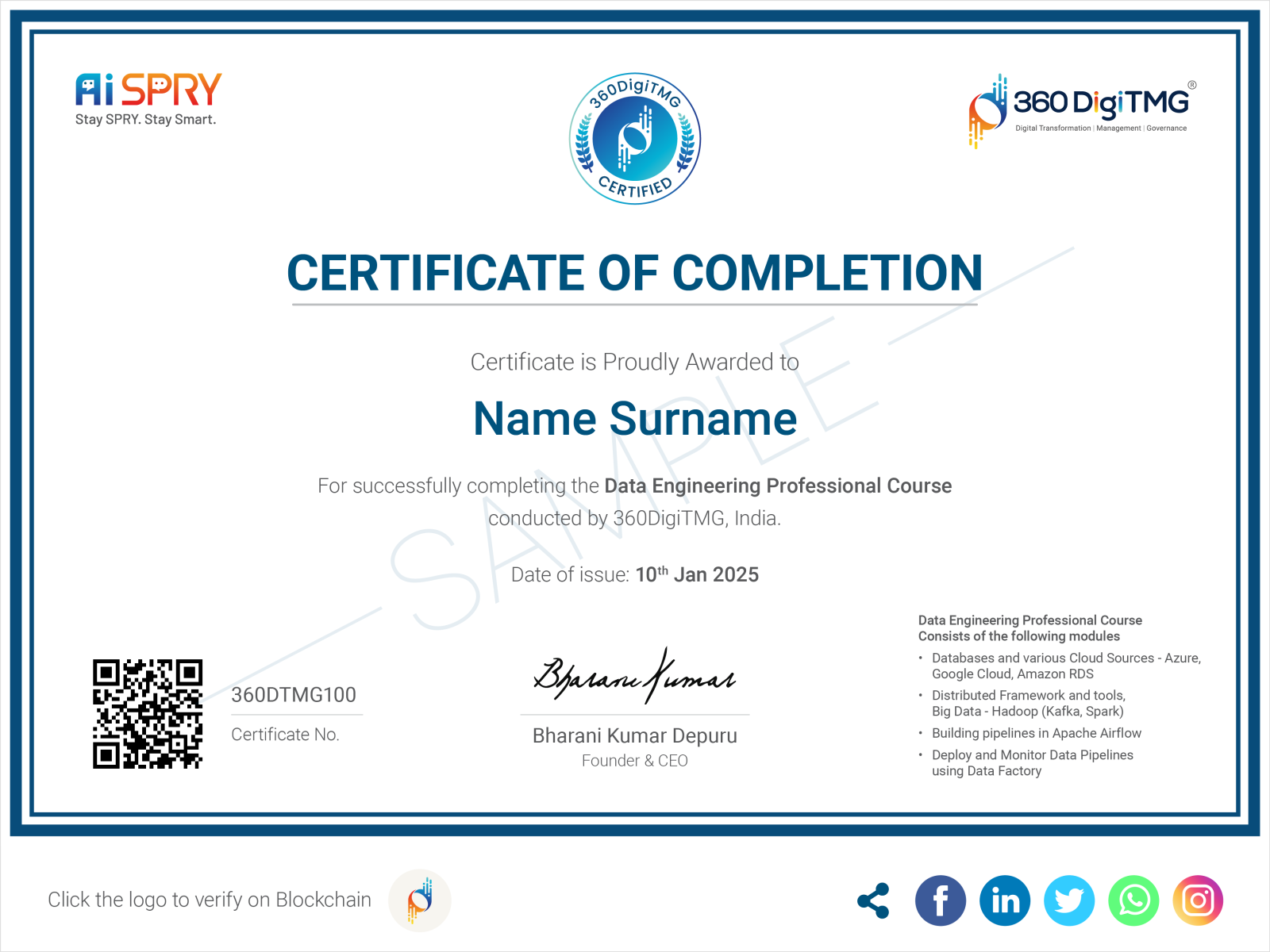Data Engineering certification - 360digitmg