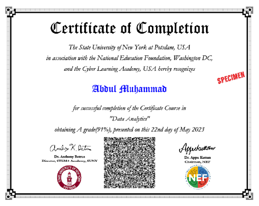 SUNY data analytics certificate